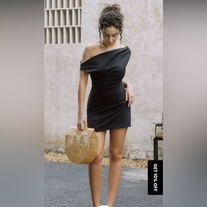 NWOT Commense Black One-Shoulder Dress